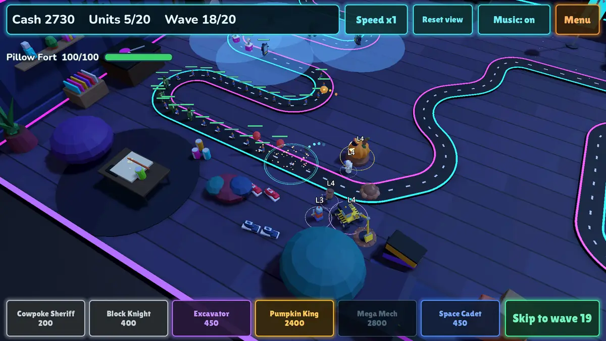 Toyfall: toys stop the toy army on a map